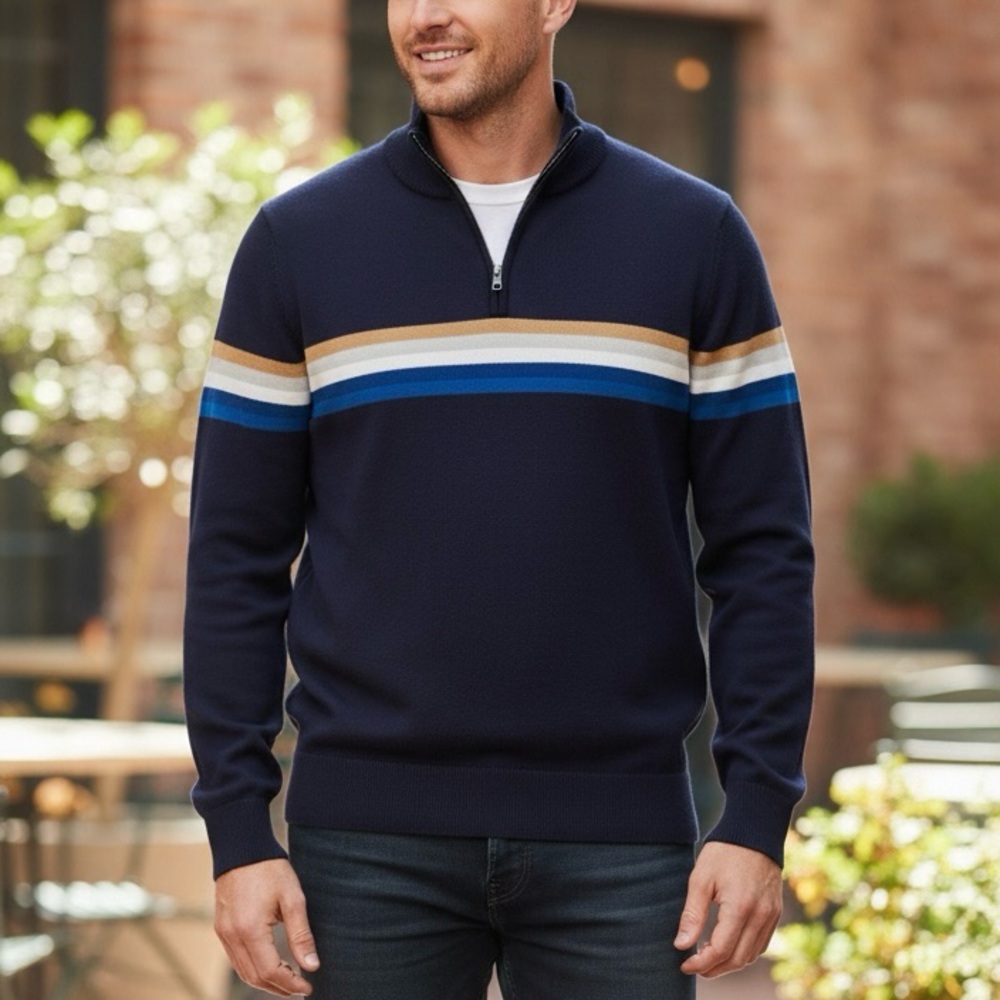GAP Men’s Navy long sleeve 1/4 zip pullover sweater size medium‎ preppy casual